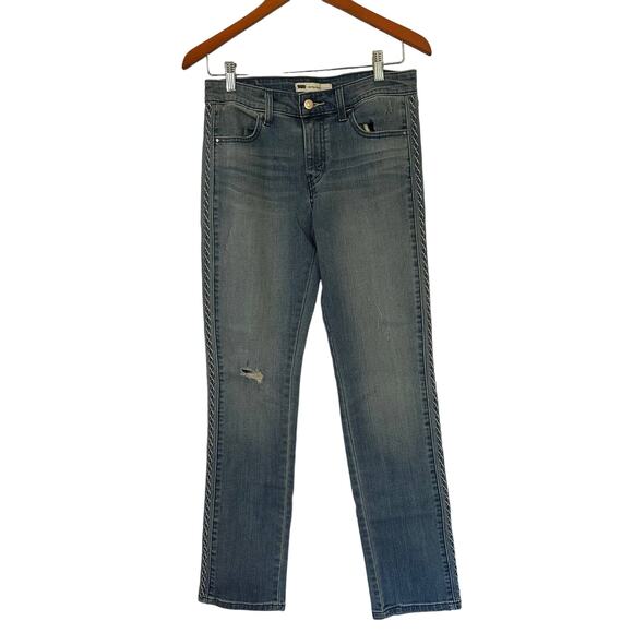 Levi's Mid-Rise Southwest Aztec Embroidered Tuxedo Stripe Skinny Jeans Sz 29 - Picture 2 of 16